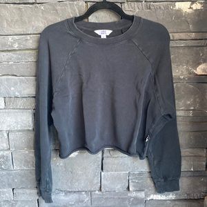 TARGET JOYLAB WOMENS CROPPED SWEATSHIRT ACID WASHED BLACK SIZE:M